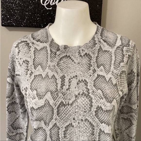 27 Miles Hilma Snakeskin Pullover Sweater Crewneck jumper Grey Slouchy Sz XS - Picture 5 of 10